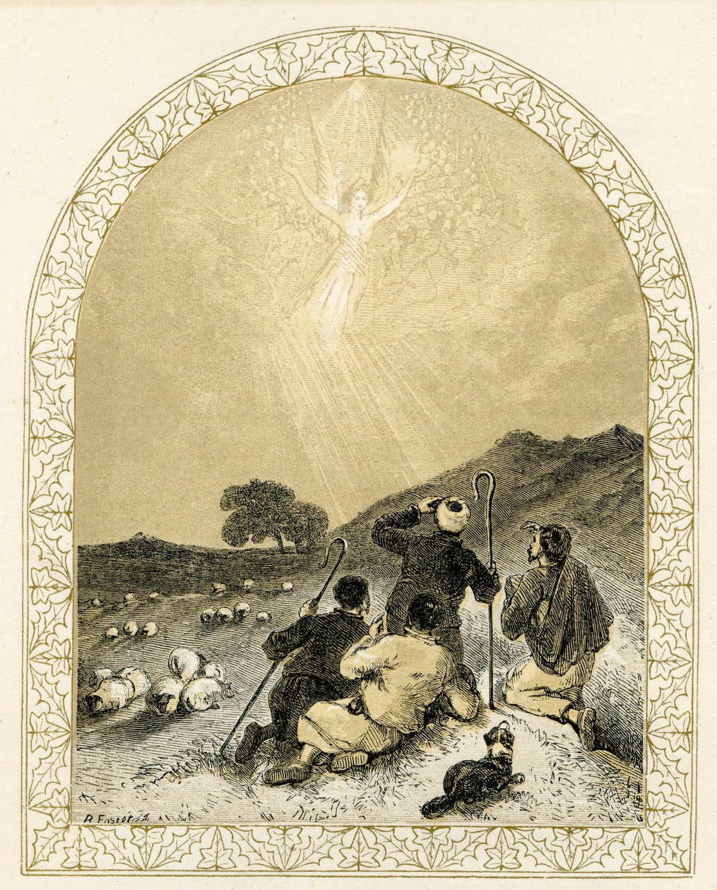 Melek çobanlara görünüyor - İncil by Myles Birket Foster