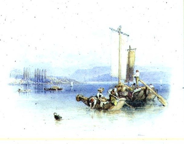 Como Gölü, İtalya (suluboya) by Myles Birket Foster