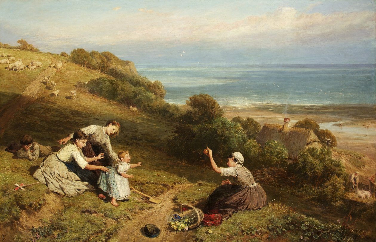 Manzara: Portakallı Kız (tuval üzerine yağlı boya) by Myles Birket Foster