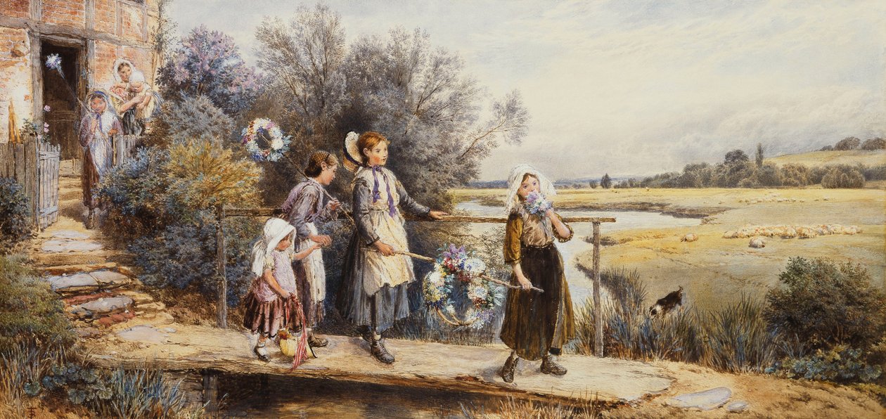 Mayıs Günü Çelenkleri, by Myles Birket Foster