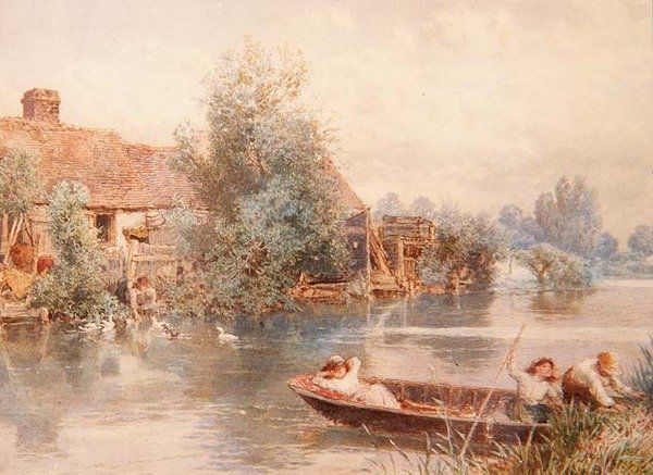 Nehirde Messing About (suluboya) by Myles Birket Foster