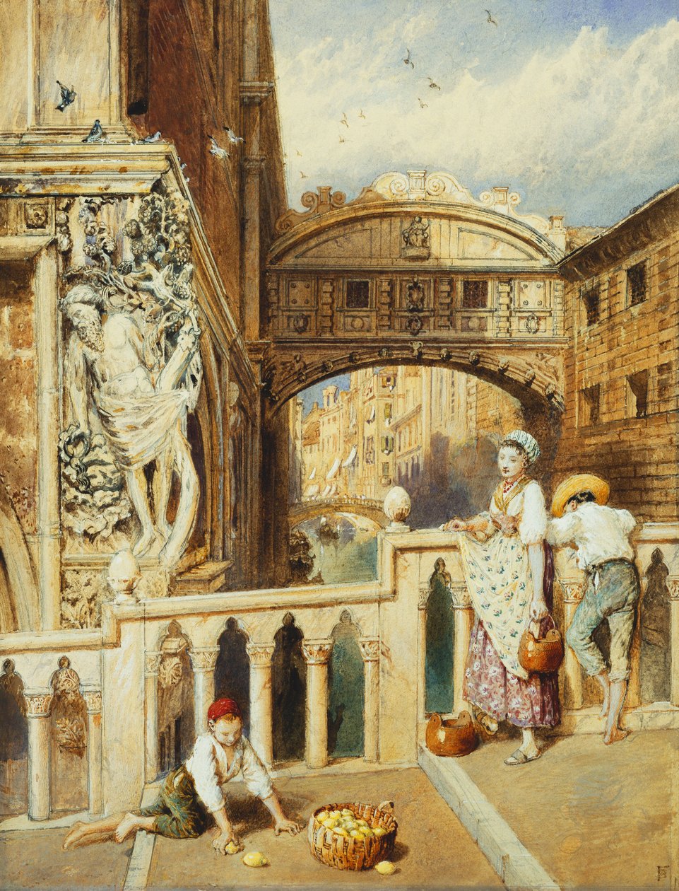 Ahlar Köprüsü, Venedik, by Myles Birket Foster