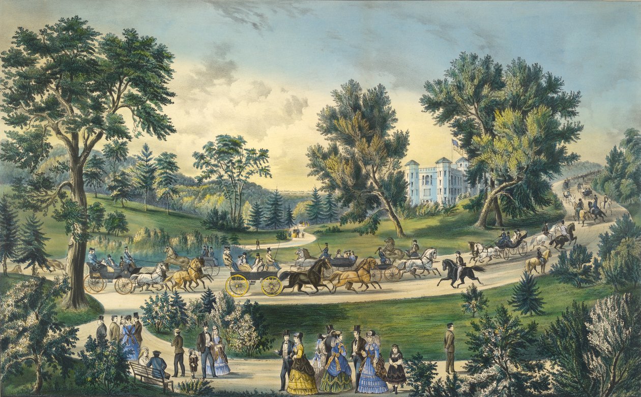 Grand Drive, Central Park, New York, 1869 by N. and Ives, J.M. Currier