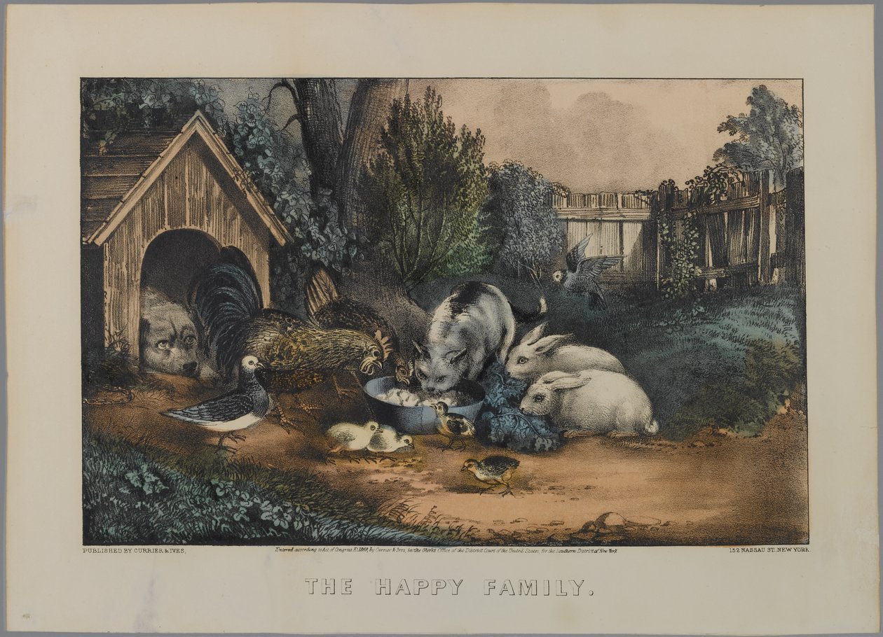 Mutlu Aile (el boyaması taş) by N. and Ives, J.M. Currier