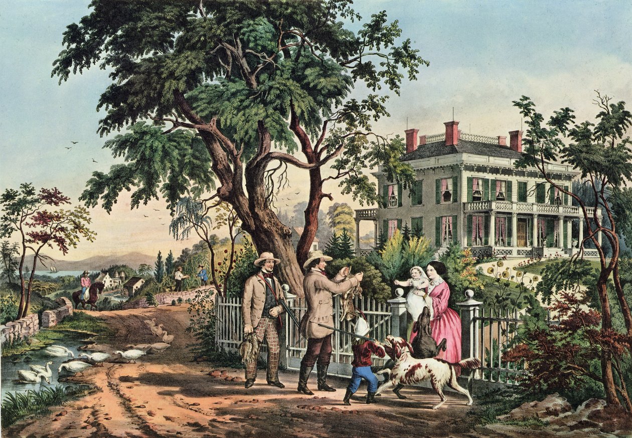 American Country Life - Ekim Öğleden Sonra, 1855 by N. and Ives, J.M. Currier