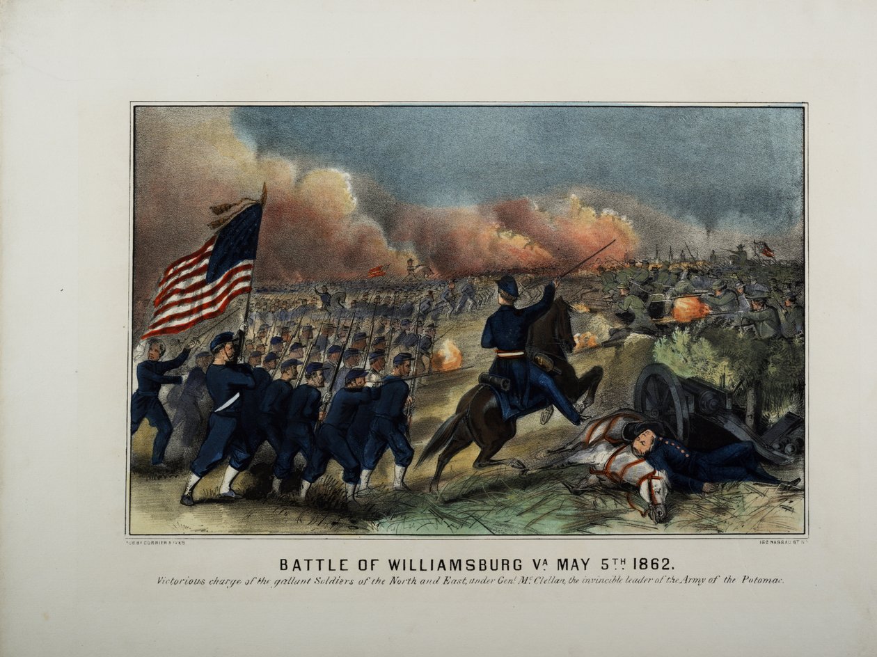 Williamsburg Savaşı, Va. 5 Mayıs 1862, c.1862 by N. and Ives, J.M. Currier