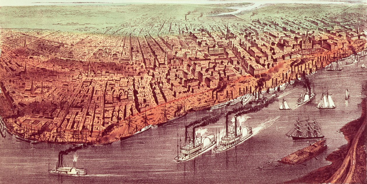 New Orleans Şehri by N. and Ives, J.M. Currier