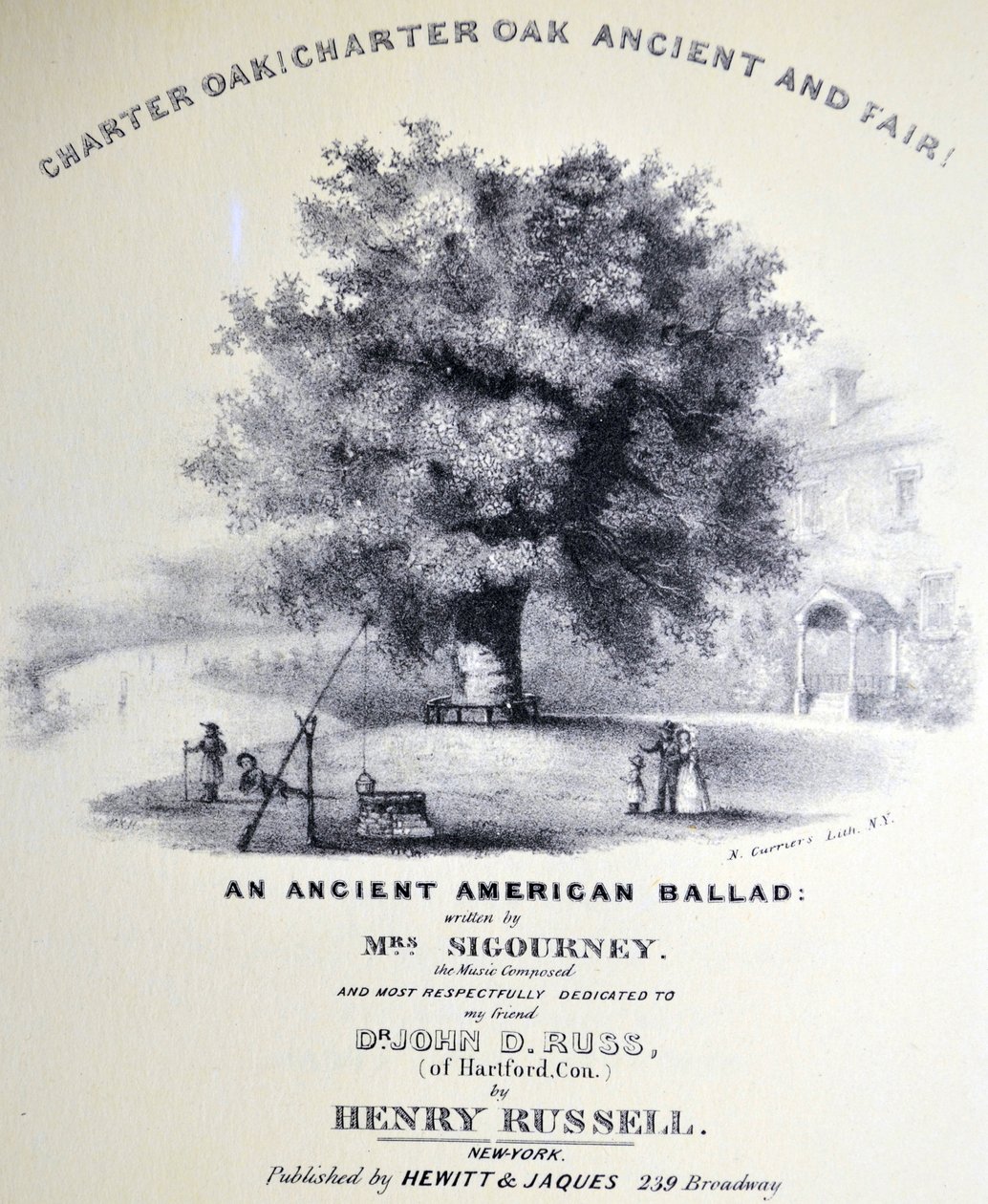 Currier & Ives İllüstrasyon 19. Yüzyıl. Kiralama Meşe! Charter Oak Antik ve Adil by N. and Ives, J.M. Currier
