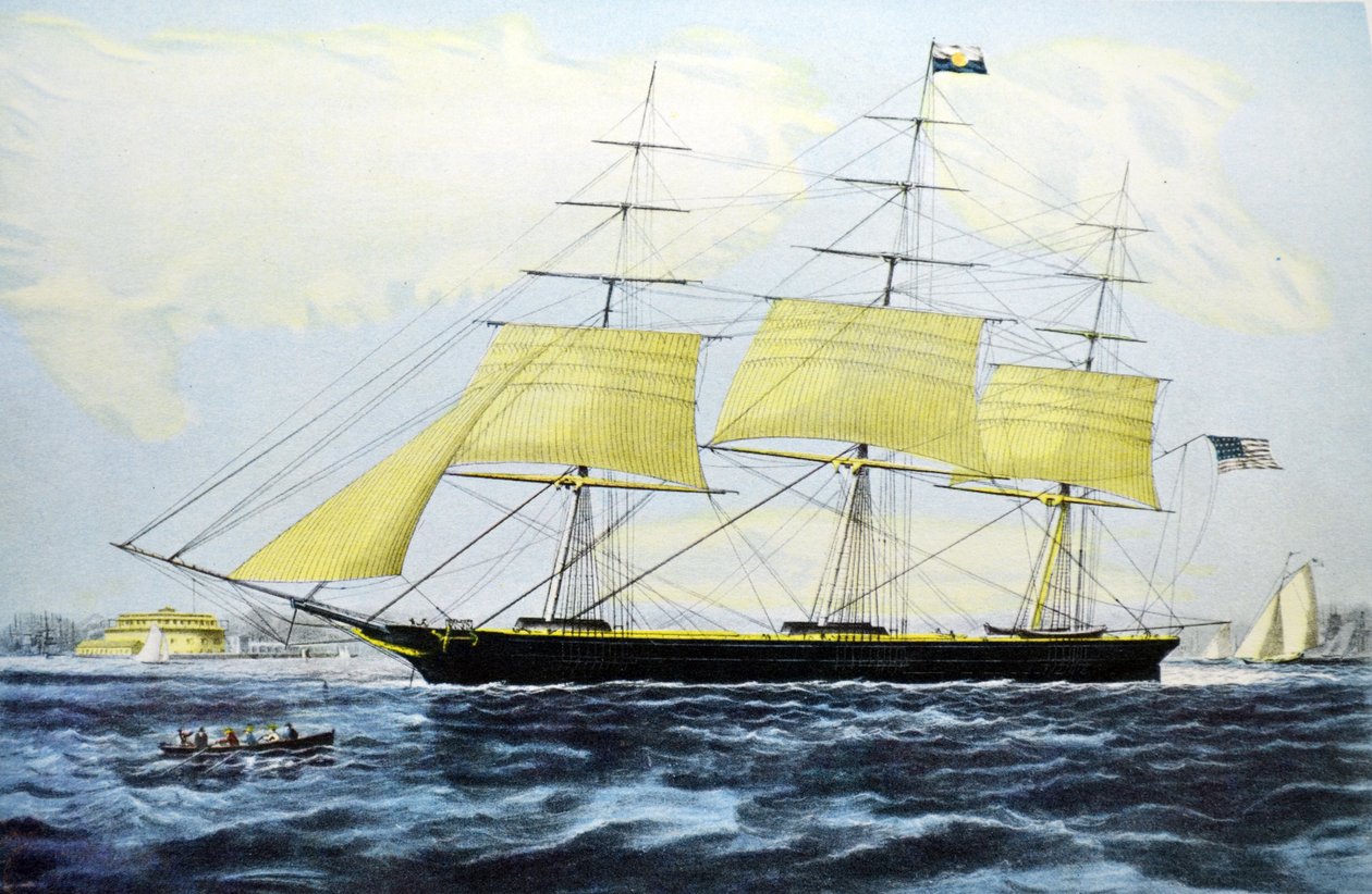 Currier & Ives İllüstrasyon 19. Yüzyıl. Clipper Gemi Bülbül by N. and Ives, J.M. Currier