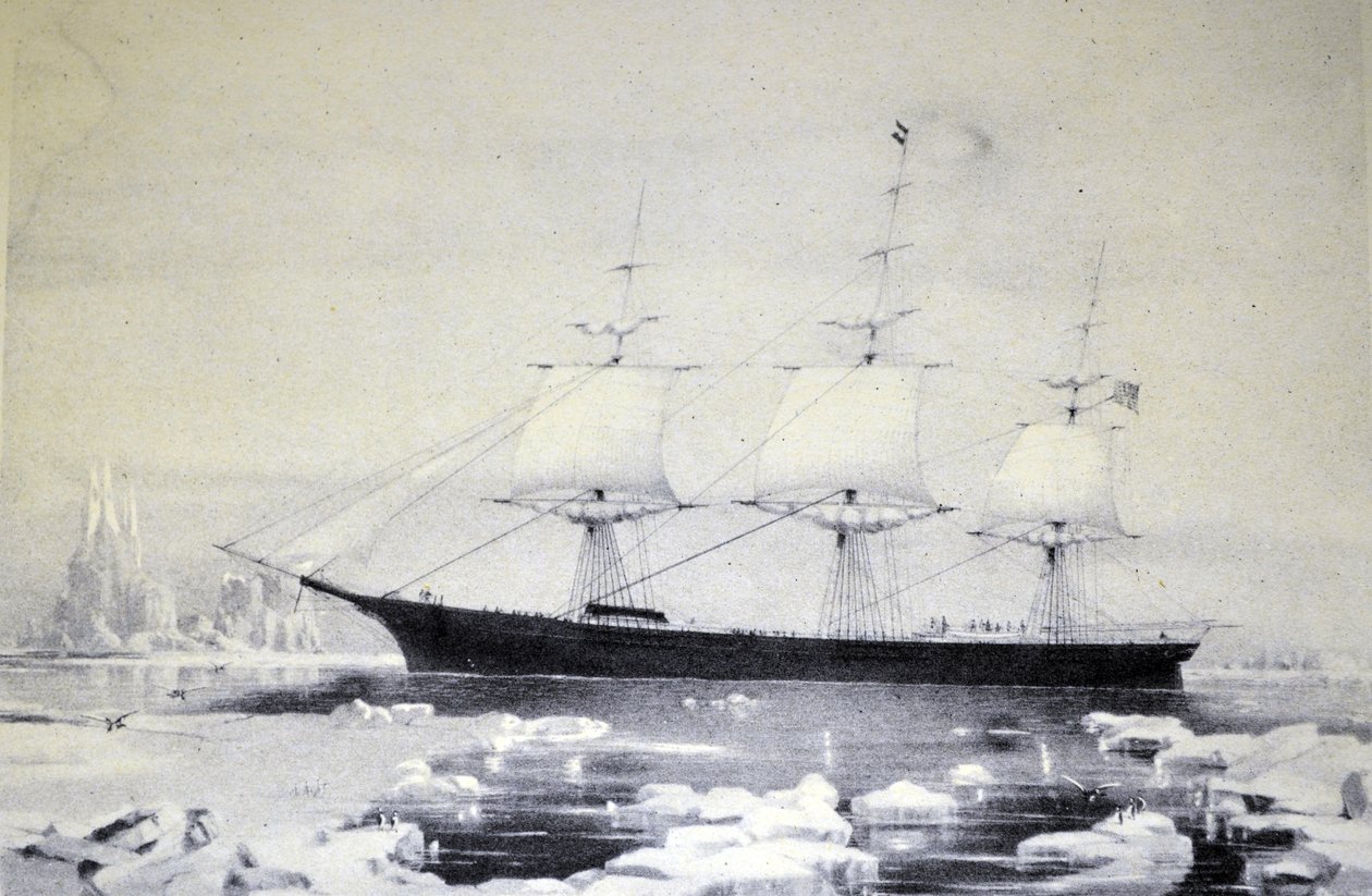 Currier & Ives İllüstrasyon 19. Yüzyıl. Clipper Gemi Kırmızı Ceket by N. and Ives, J.M. Currier