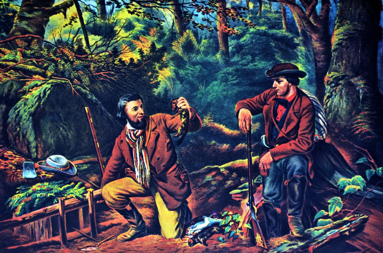 Currier & Ives İllüstrasyon 19. Yüzyıl. Vizon Yakalama Prime by N. and Ives, J.M. Currier