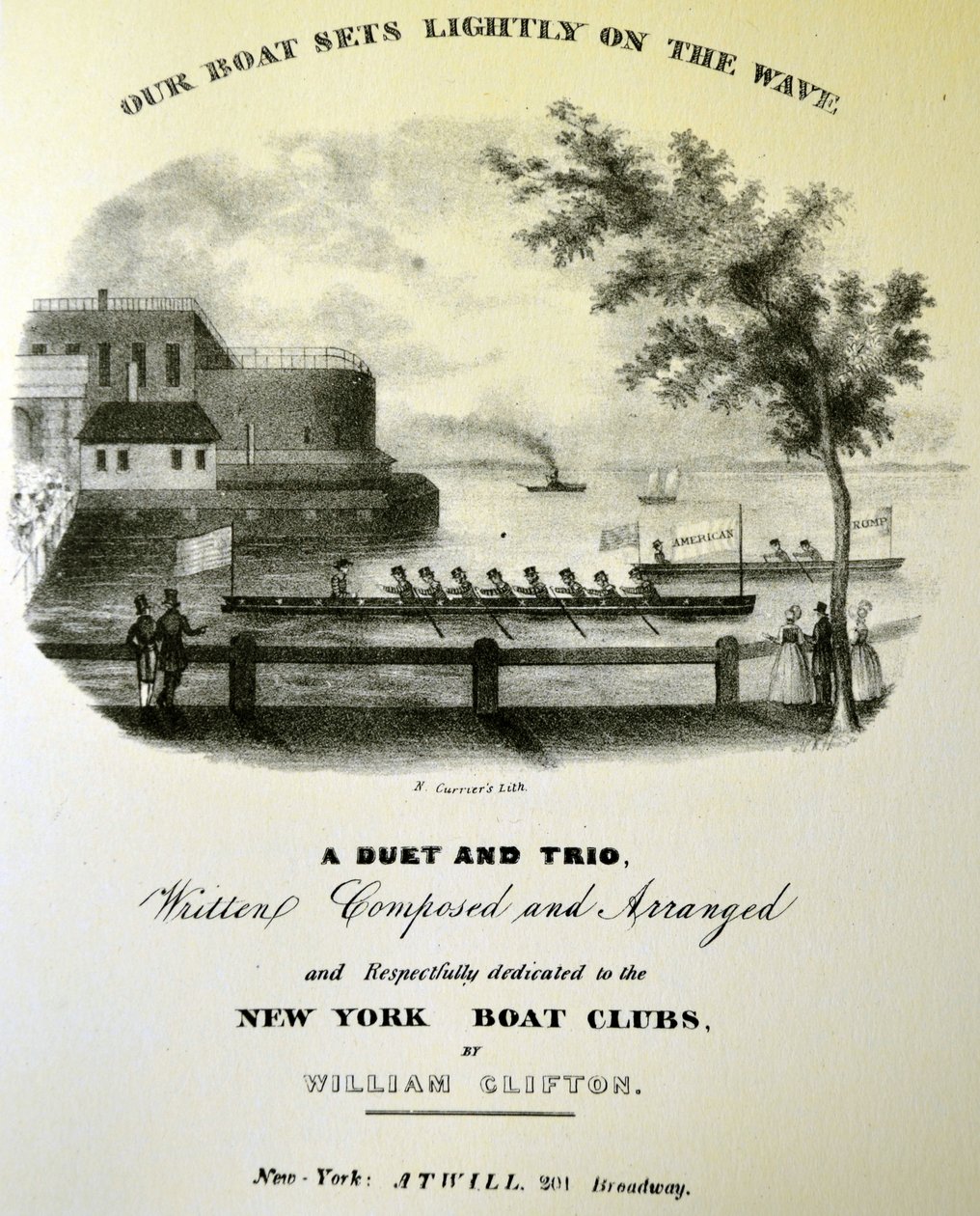 Currier & Ives İllüstrasyon 19. Yüzyıl. Teknemiz dalgaya hafifçe batıyor by N. and Ives, J.M. Currier
