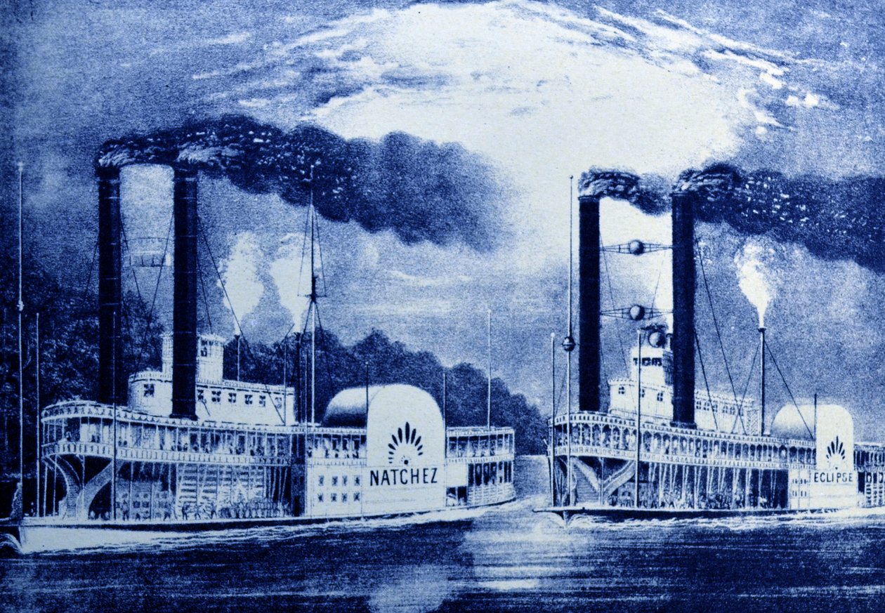 Currier & Ives İllüstrasyon 19. Yüzyıl. Mississippi, Act IV, Scene III, Jarrett & Palmers