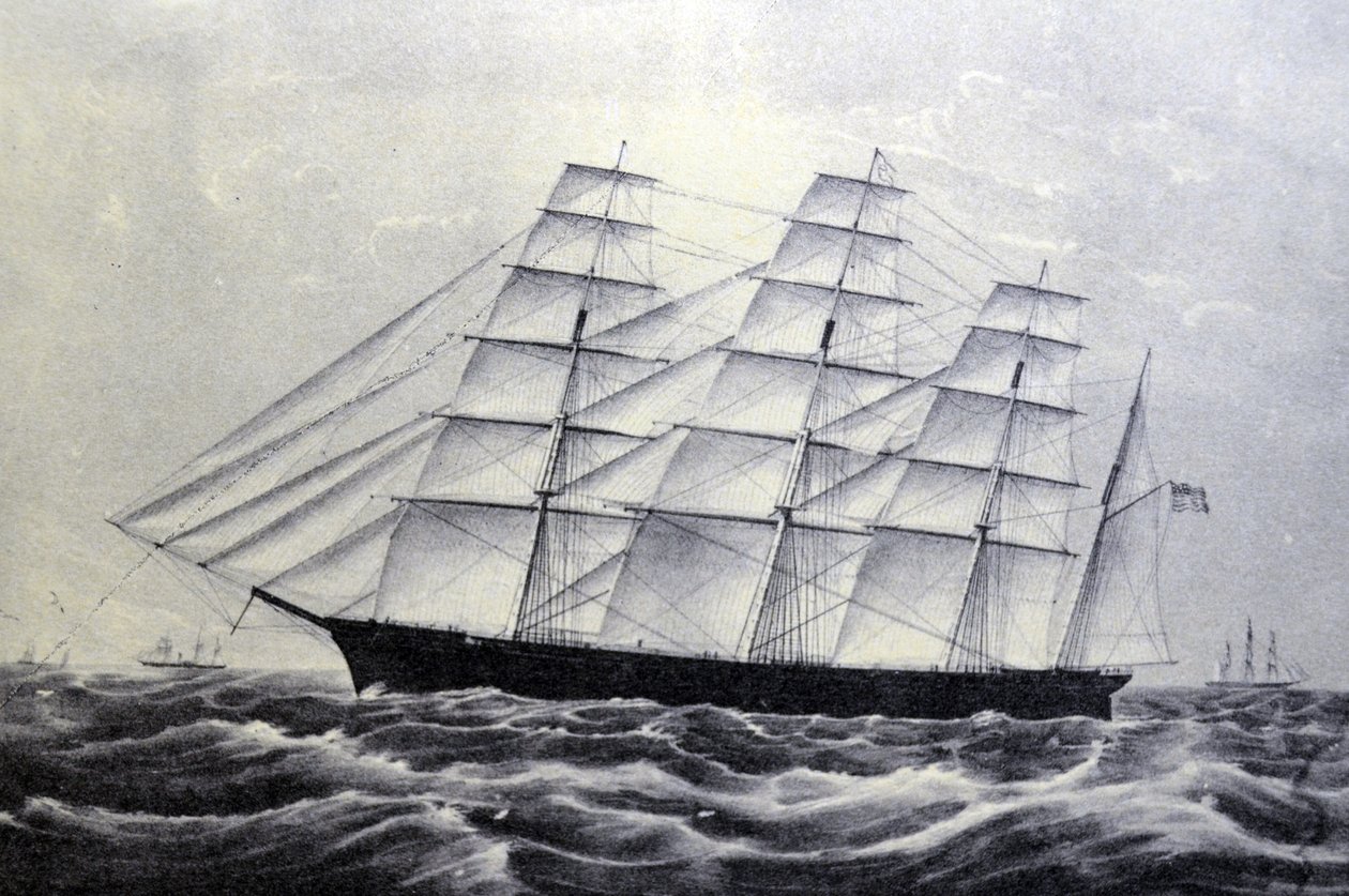 Currier & Ives İllüstrasyon 19. Yüzyıl. Clipper gemisi Büyük Cumhuriyet by N. and Ives, J.M. Currier