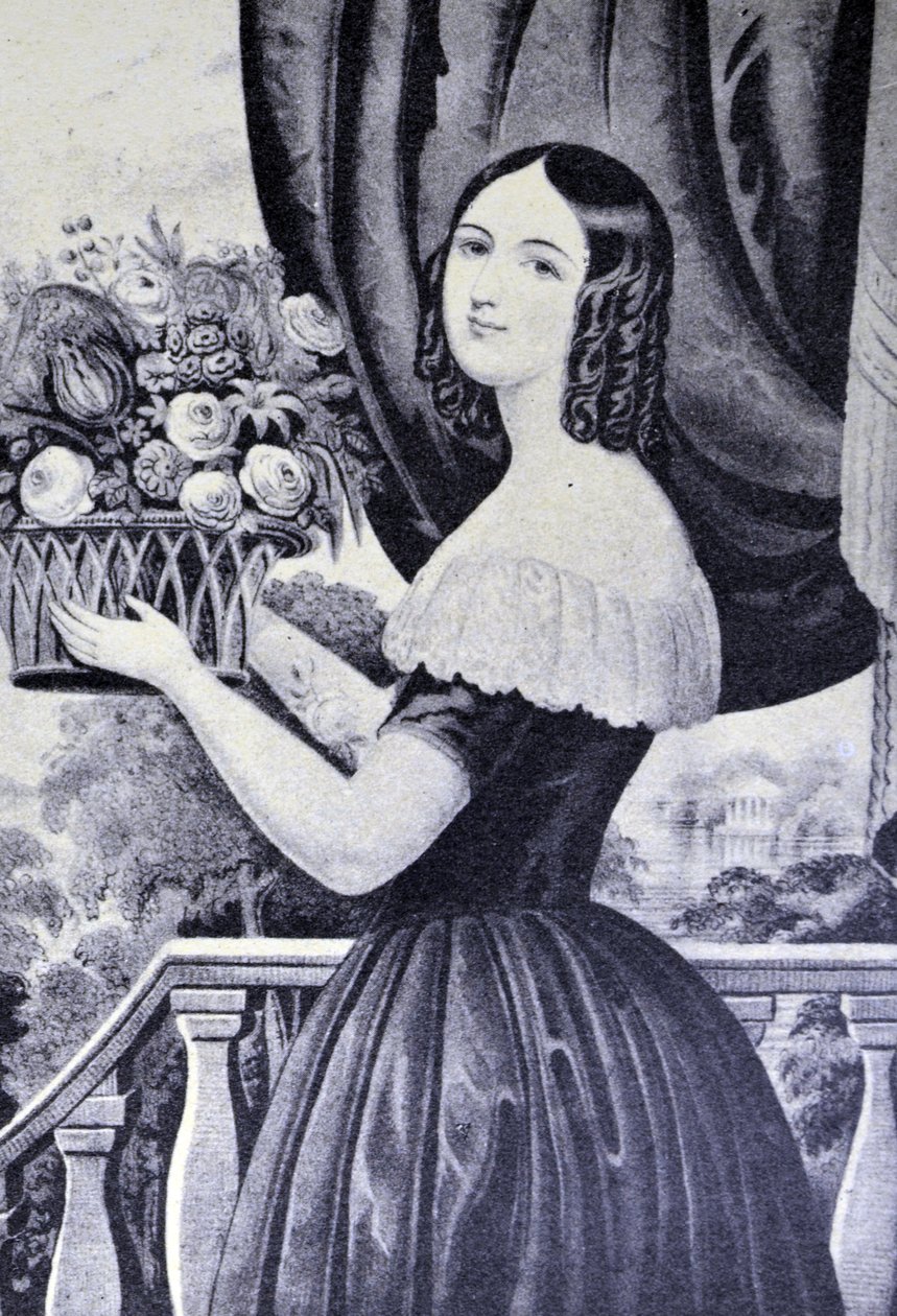 Currier & Ives İllüstrasyon 19. Yüzyıl. çiçek kız by N. and Ives, J.M. Currier