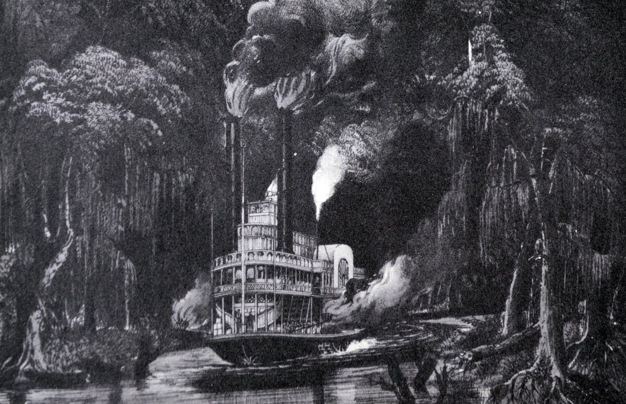 Currier & Ives İllüstrasyon 19. Yüzyıl. Torchlight tarafından Bayou aracılığıyla by N. and Ives, J.M. Currier