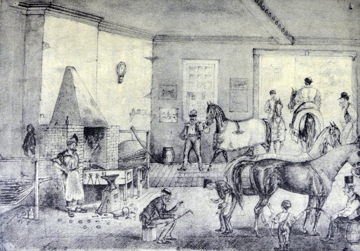 Currier & Ives İllüstrasyon 19. Yüzyıl. Forge