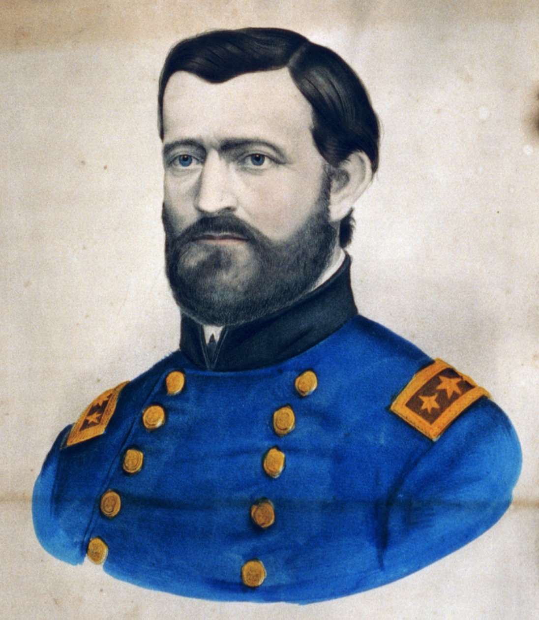 Teğmen Gen. Ulysses S. Grant, 1880 (el boyaması taş baskı) (el boyaması taş baskı) by N. and Ives, J.M. Currier
