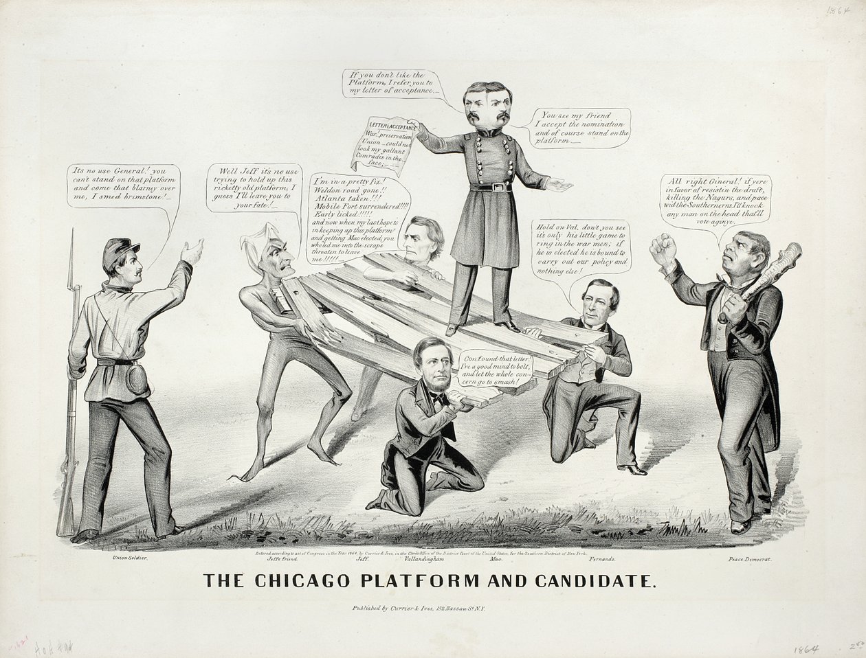 Chicago Platformu ve Adayı, 1864 by N. and Ives, J.M. Currier