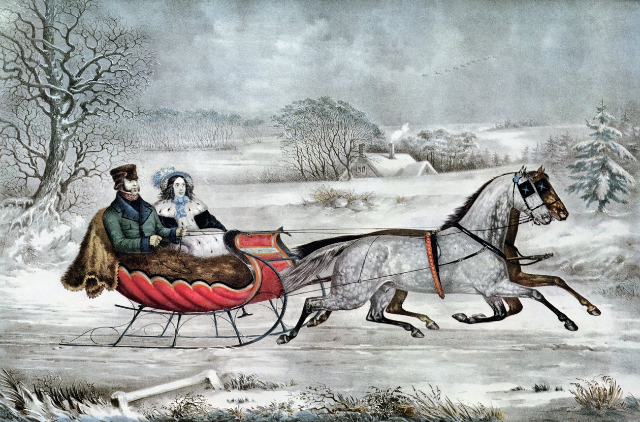 Yol - Kış (Currier ve 2. eşi Laura Ormsbee, 1843) by N. and Ives, J.M. Currier