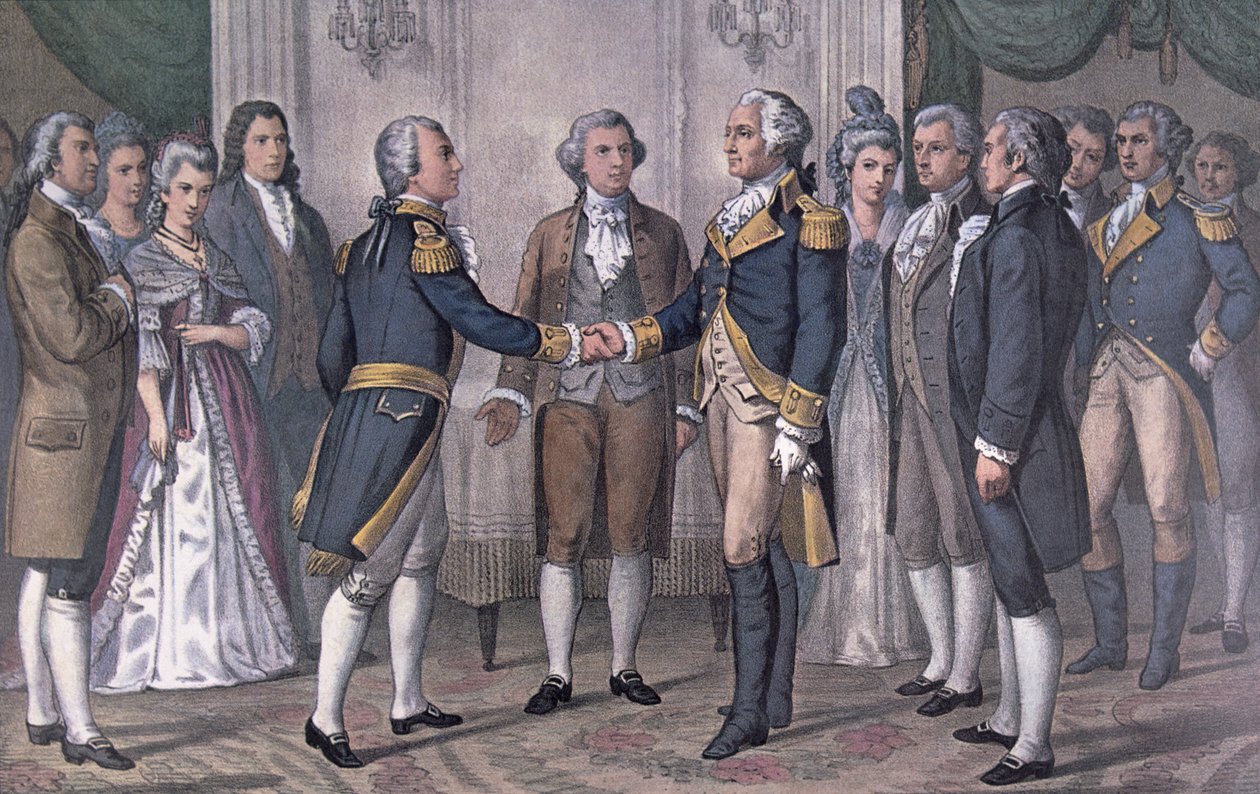 General George Washington (1732-99) ve Marquis de La Fayette (1757-1834) Philadelphia