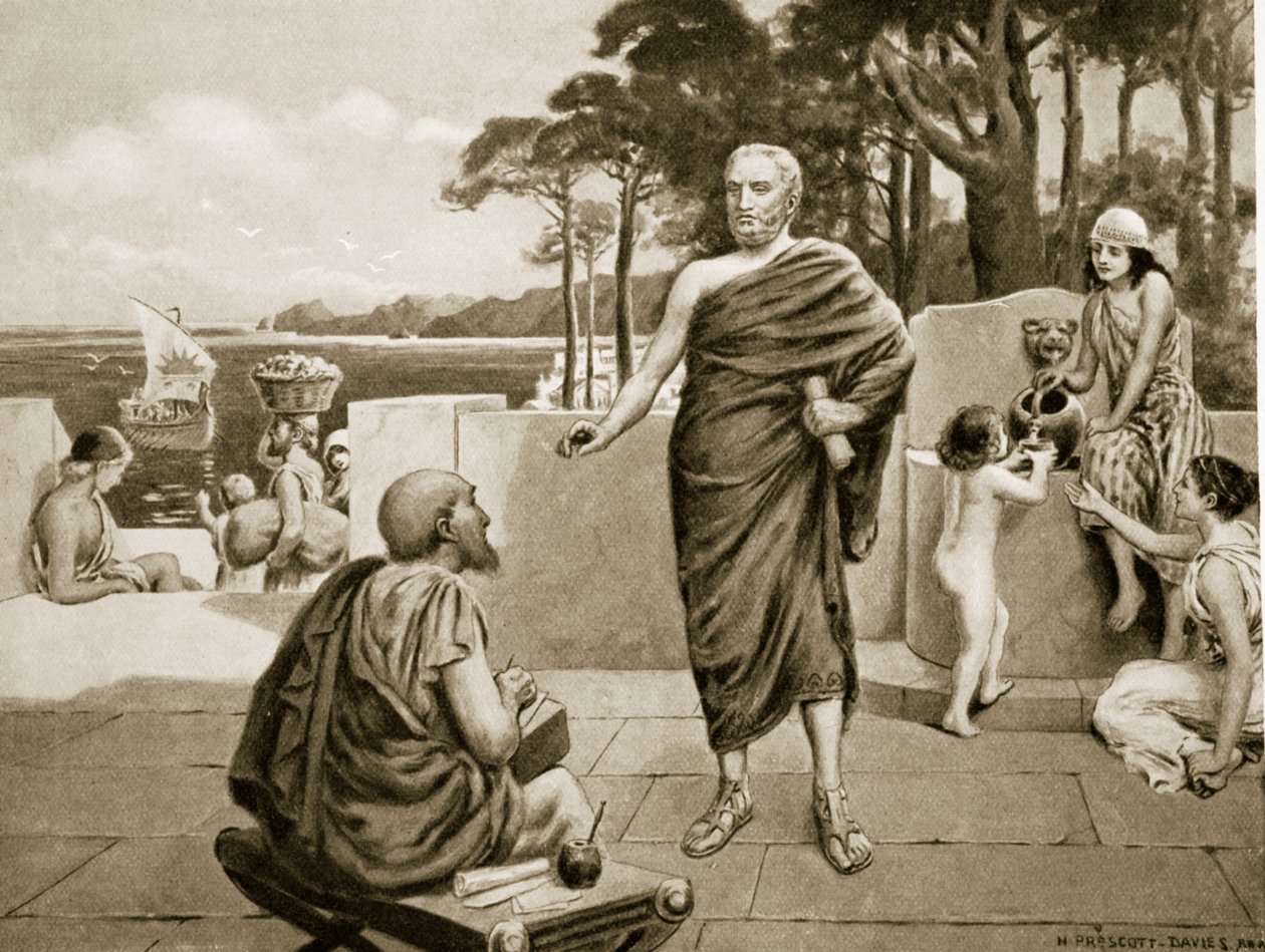 Sürgündeki Thucydides, Hutchinsons Uluslar Tarihinden bir örnek, 1915 lito by N. Prescott Davies