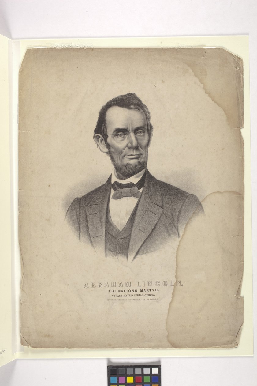 Abraham Lincoln (elle boyanmış litografi) by N. and Ives J.M. (1824 95) Currier