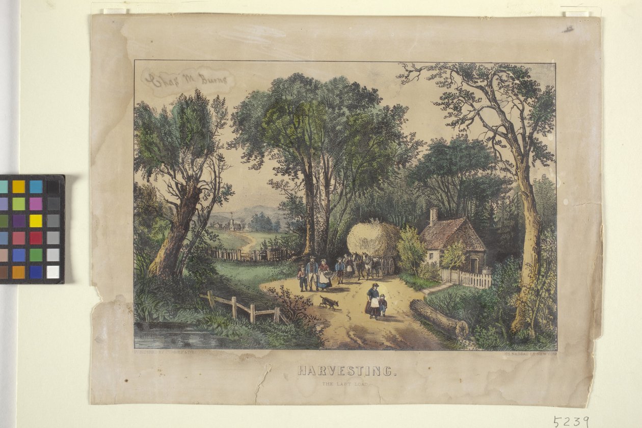 hasat. The Last Load (elle boyanmış litografi) by N. and Ives J.M. (1824 95) Currier
