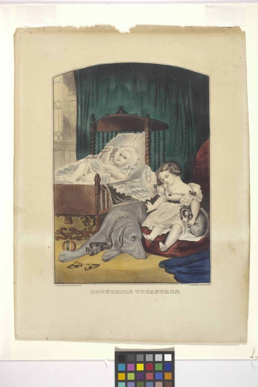 Ev Hazineleri (elle renklendirilmiş litografi) by N. and Ives J.M. (1824 95) Currier