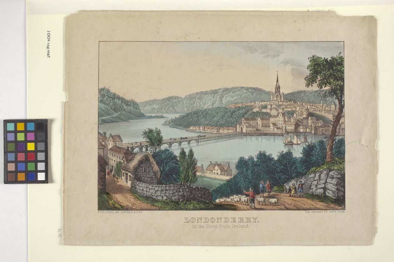 Londonberry (elle renklendirilmiş litografi) by N. and Ives J.M. (1824 95) Currier