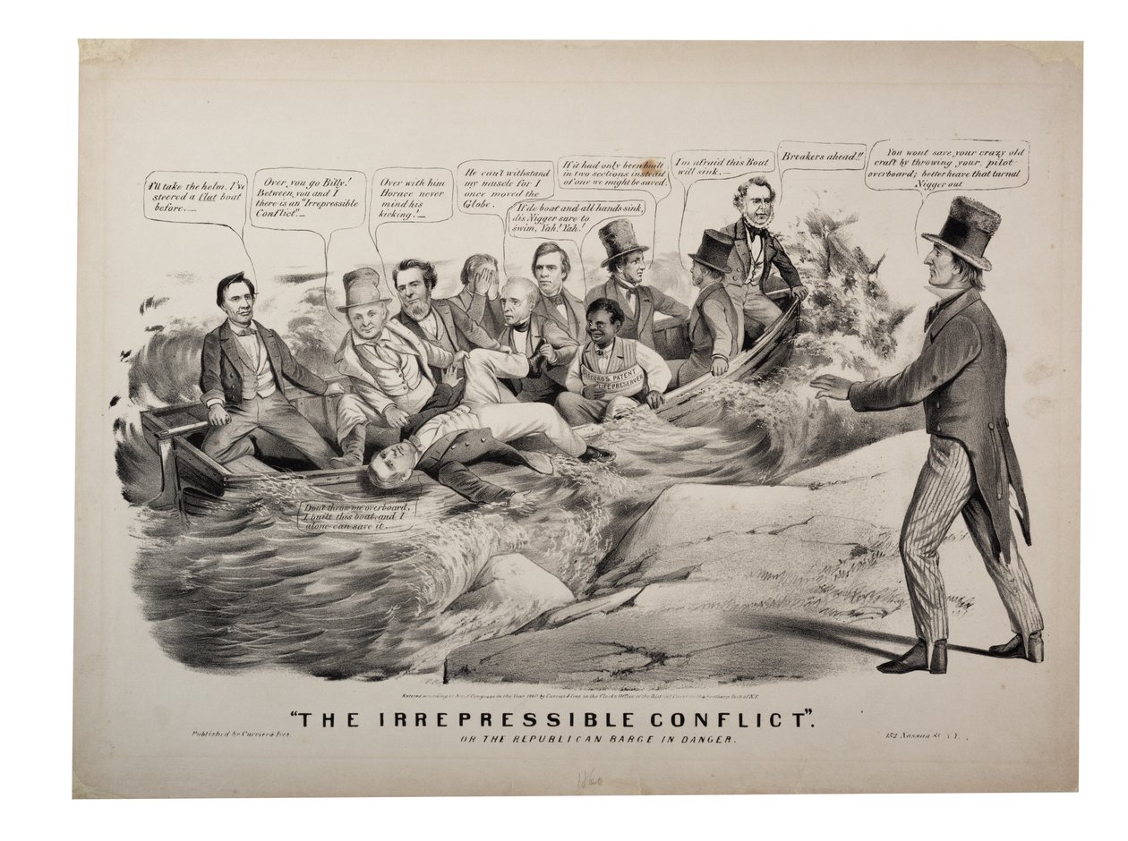 Bastırılamaz Çatışma ya da Cumhuriyetçi Mavna Tehlikede by N. and Ives J.M. (1824-95) Currier