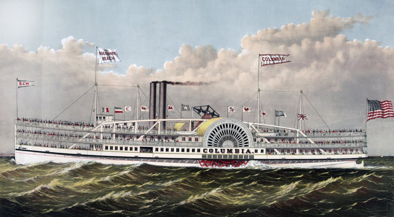vapur Columbia: 'okyanusun mücevheri' Currier & Ives, c1877 tarafından yayınlanmıştır. by N. Currier and Ives J.M.
