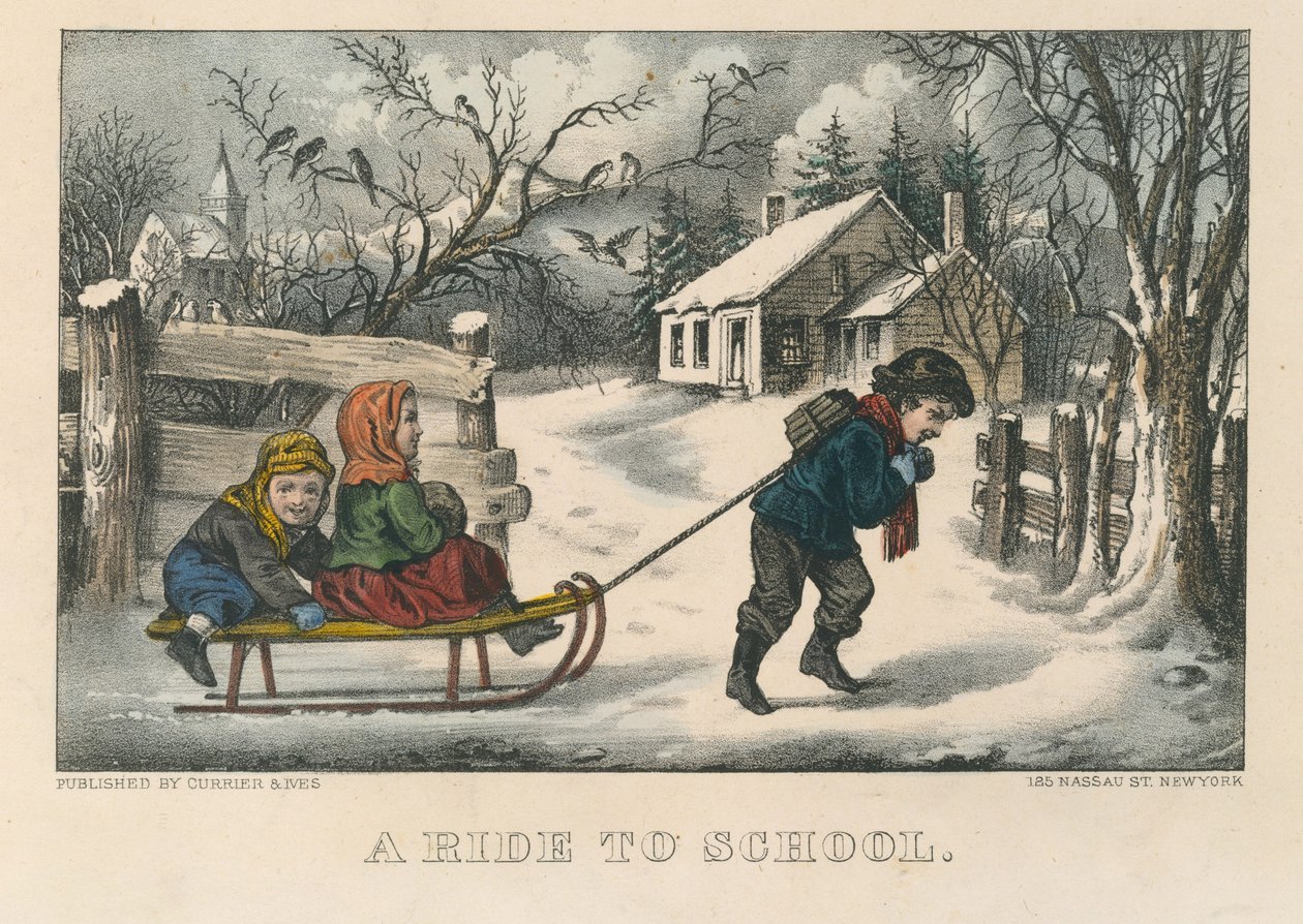 Okula Yolculuk by Currier and Ives