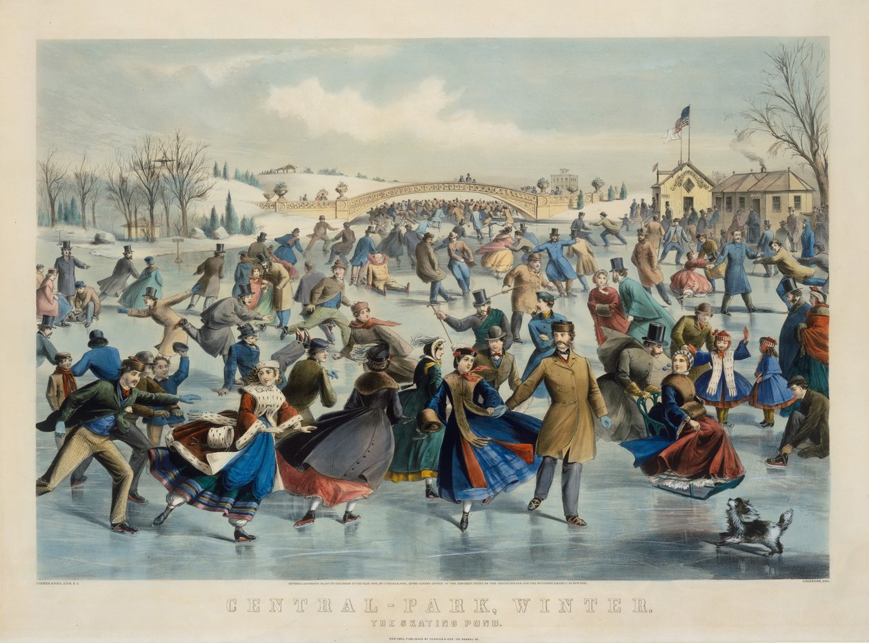Central Park, Kış – Buz Pateni Göleti by Currier and Ives