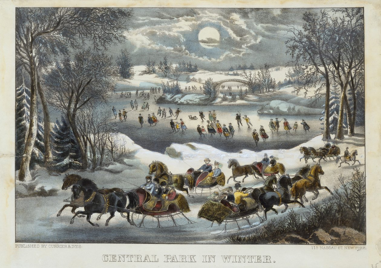 Kışın Central Park by Currier and Ives