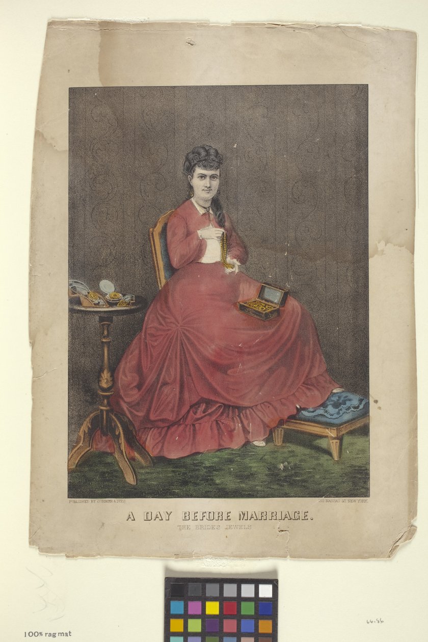 Evlenmeden Önceki Gün (elle renkli taşbaskı) by N. and Ives J.M. (1824 95) Currier