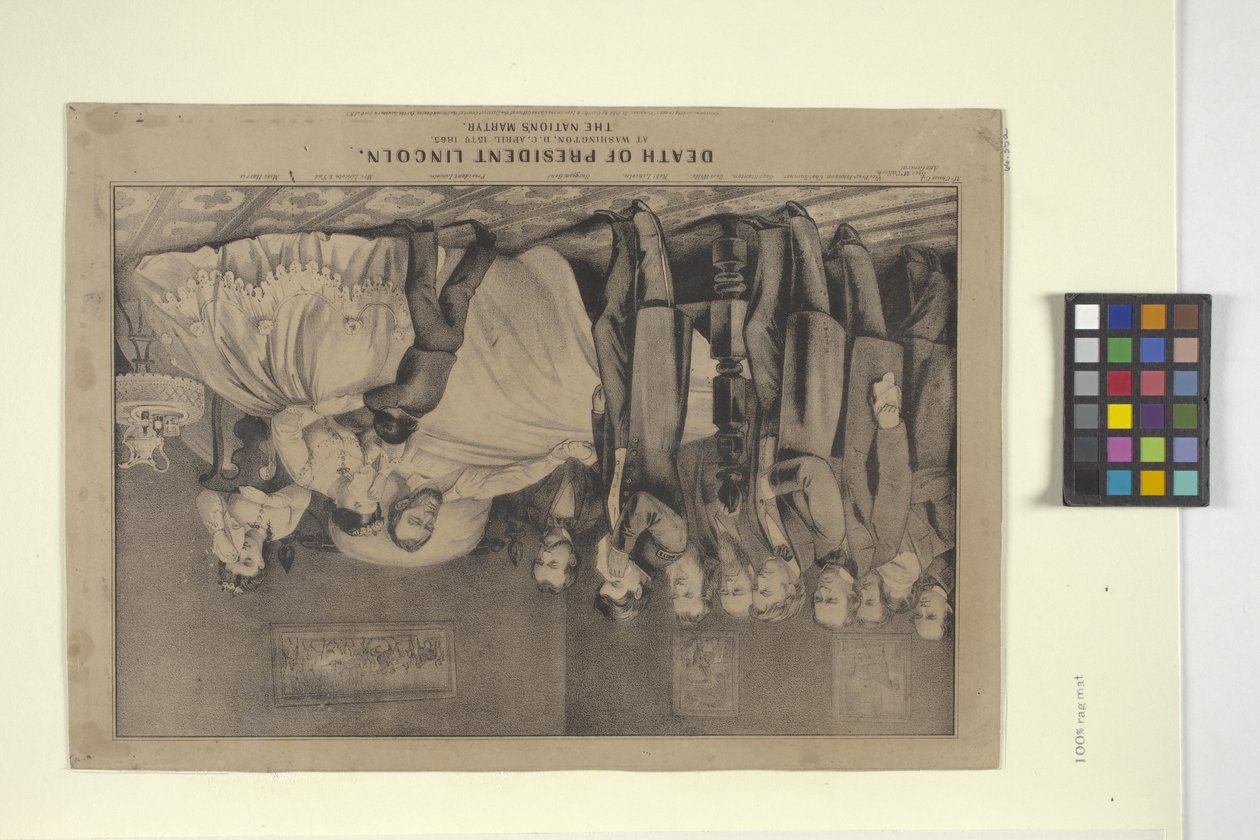 Başkan Lincoln'ün Ölümü (elle renkli taşbaskı) by N. and Ives J.M. (1824 95) Currier