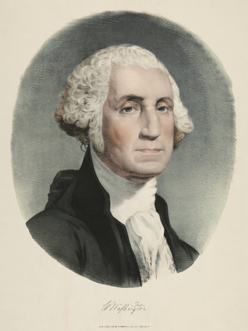 George Washington (renkli litografi) by Currier and Ives