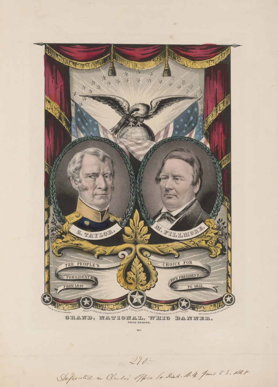 Büyük ulusal Whig bayrağı, c.1848 (renkli litografi) by Currier and Ives