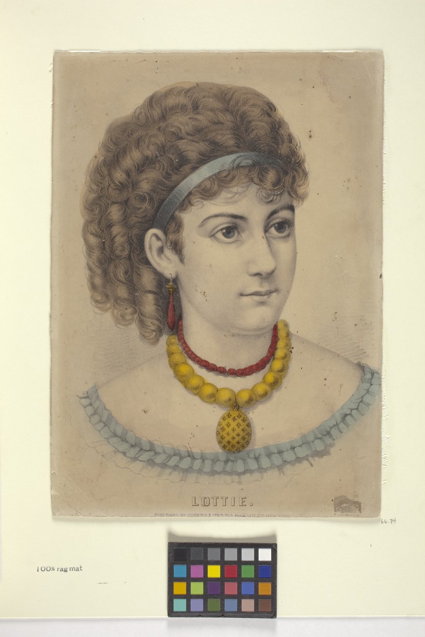 Lottie (elle renklendirilmiş litografi) by N. and Ives J.M. (1824 95) Currier
