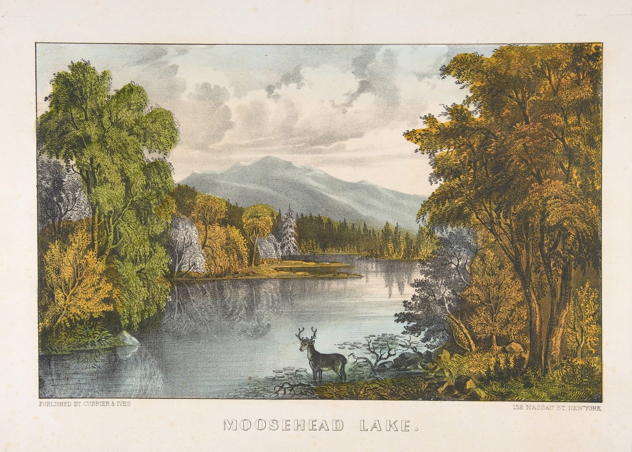 Moosehead Gölü, Maine by Currier and Ives