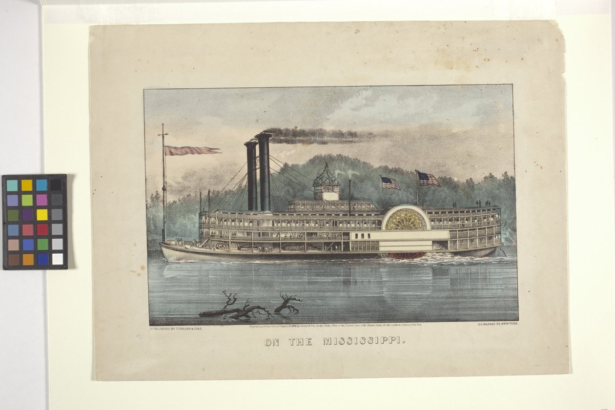 Mississippi'de (elle boyanmış litografi) by N. and Ives J.M. (1824 95) Currier