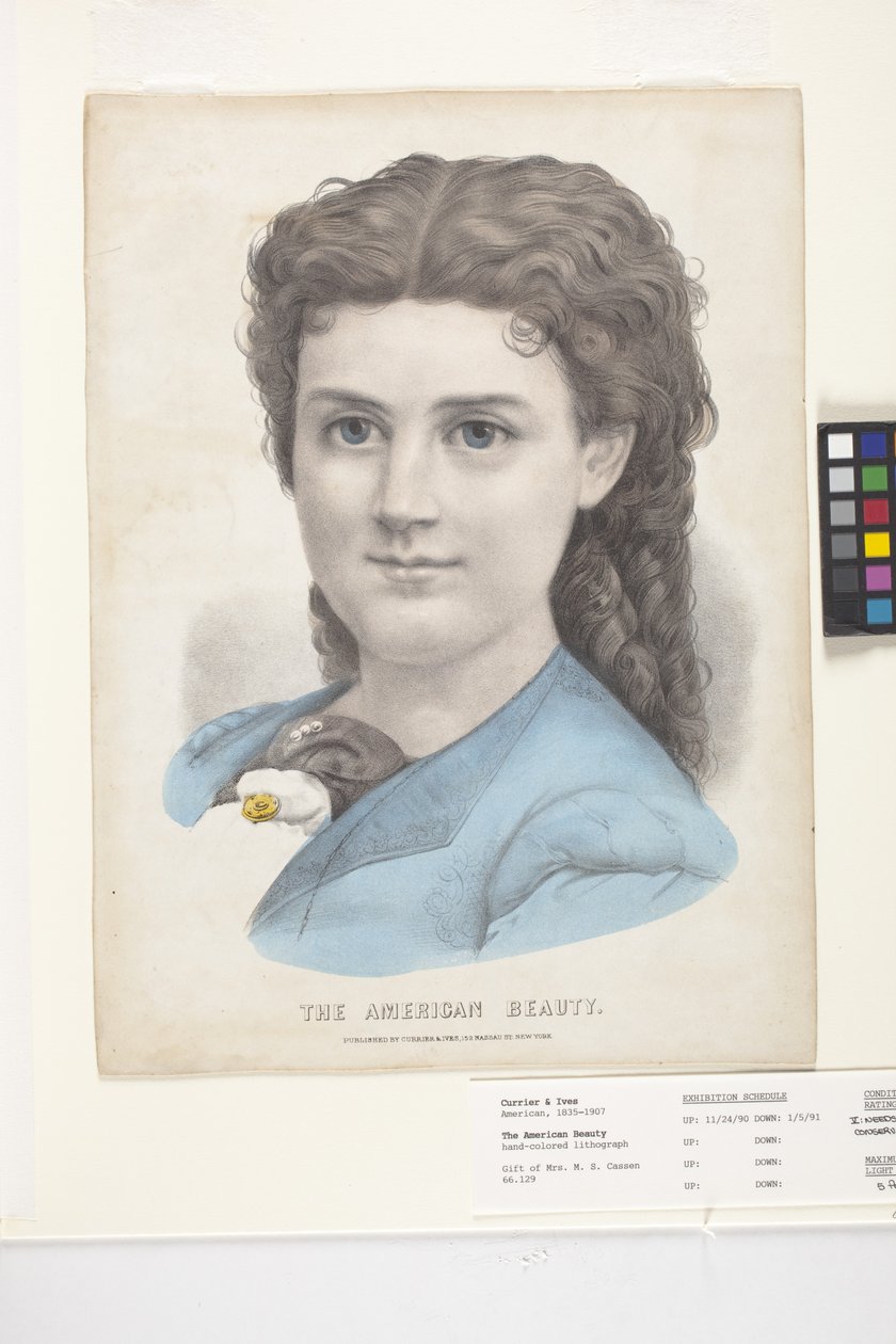 Amerikan Güzeli (elle boyanmış litografi) by N. and Ives J.M. (1824 95) Currier