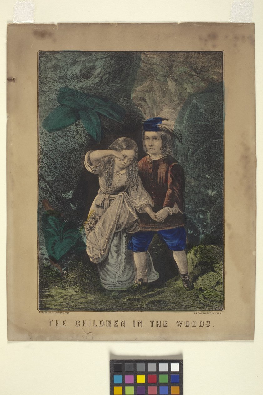 Ormandaki Çocuklar (el ile renkli taş baskı) by N. and Ives J.M. (1824 95) Currier