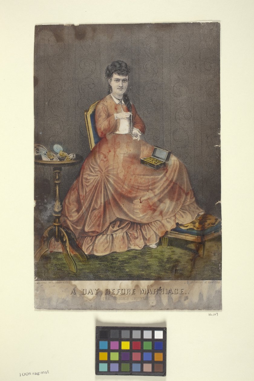 Evlenmeden Önceki Gün (elle renkli taşbaskı) by N. and Ives J.M. (1824 95) Currier