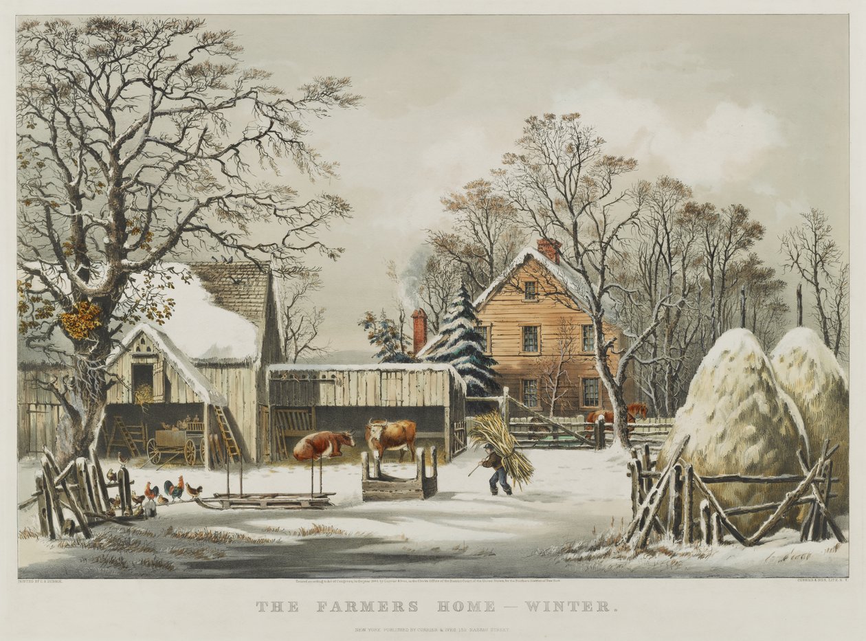 Çiftçinin Evi - Kış by Currier and Ives