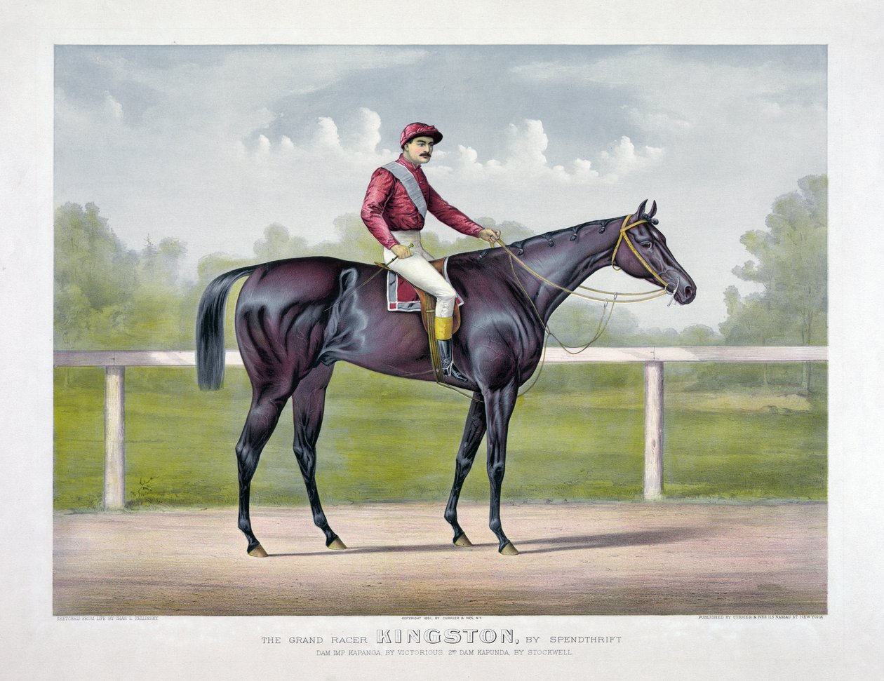 Currier & Ives tarafından Spendthrift tarafından Büyük Yarışçı Kingston by Currier and Ives