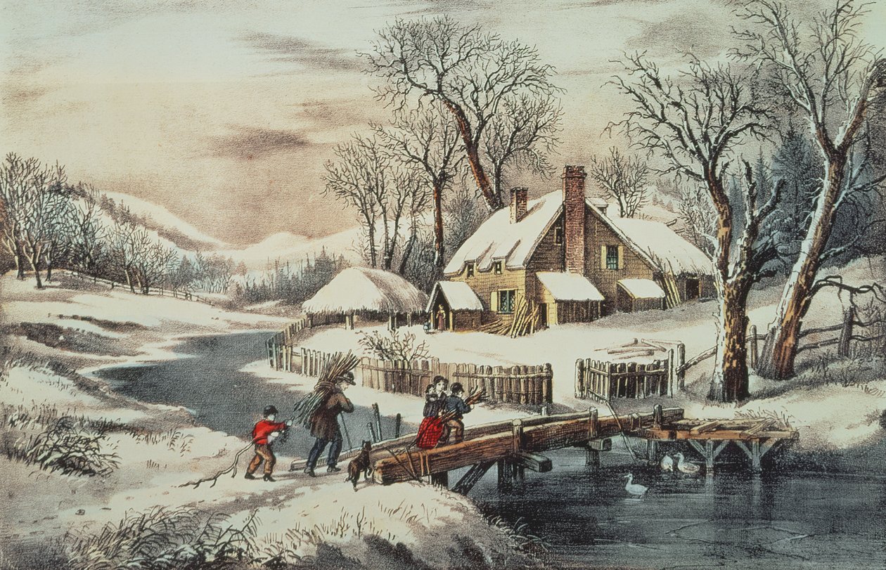 Ingleside Kış, pub. Currier & Ives tarafından (baskı) by N. Currier and Ives J.M.