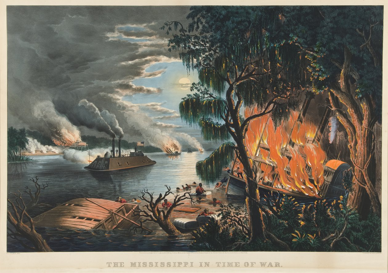 Savaş Zamanında Mississippi by Currier and Ives