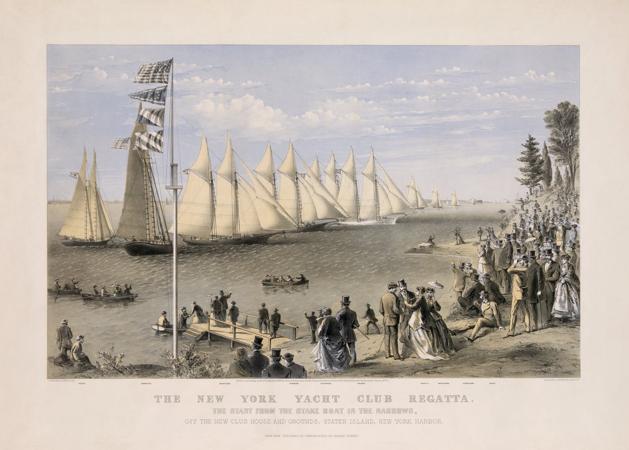 New York Yat Kulübü Regatta by Currier and Ives